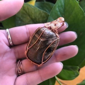 handmade petrified wood pendant
